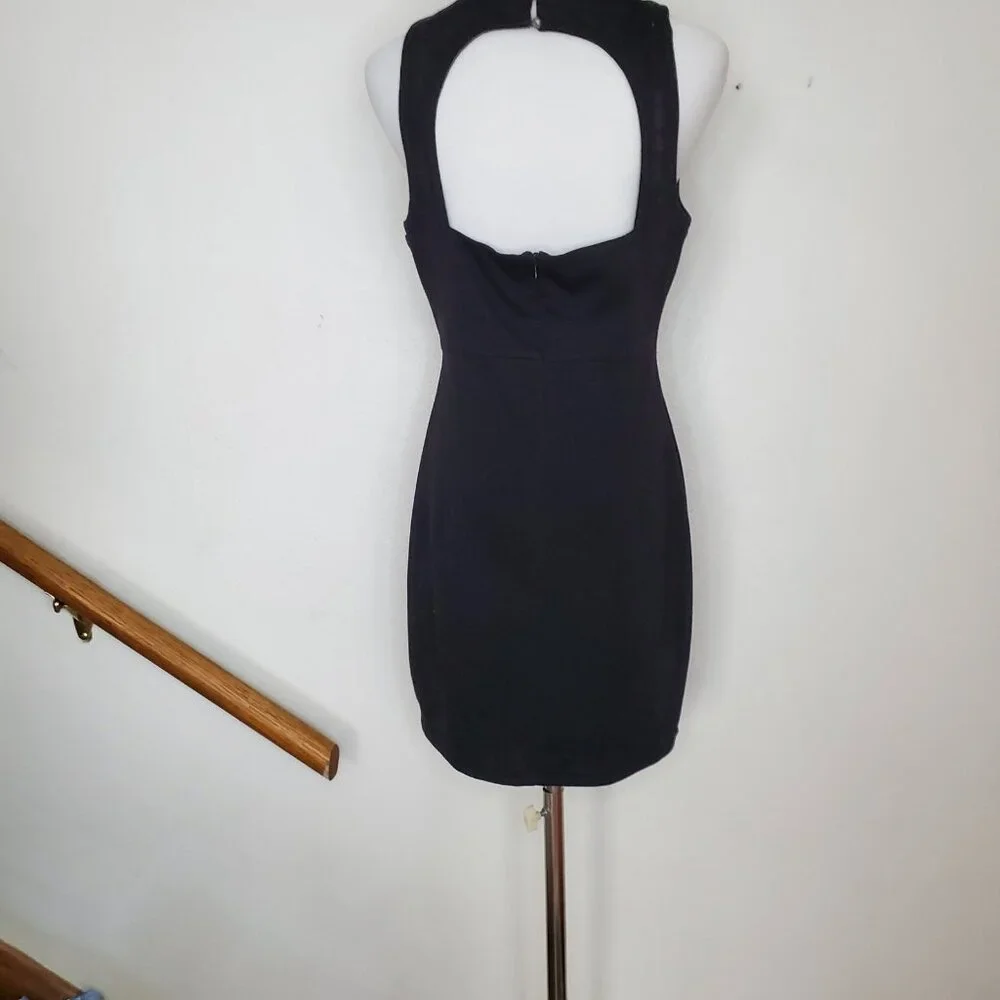 Design Lab Black Sleeveless Dress Large Geometric Tribal Print Partial Open Back - Picture 4 of 11